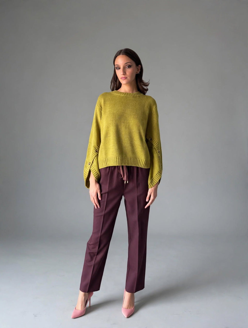 Maglione maniche slipt con bottoni H20