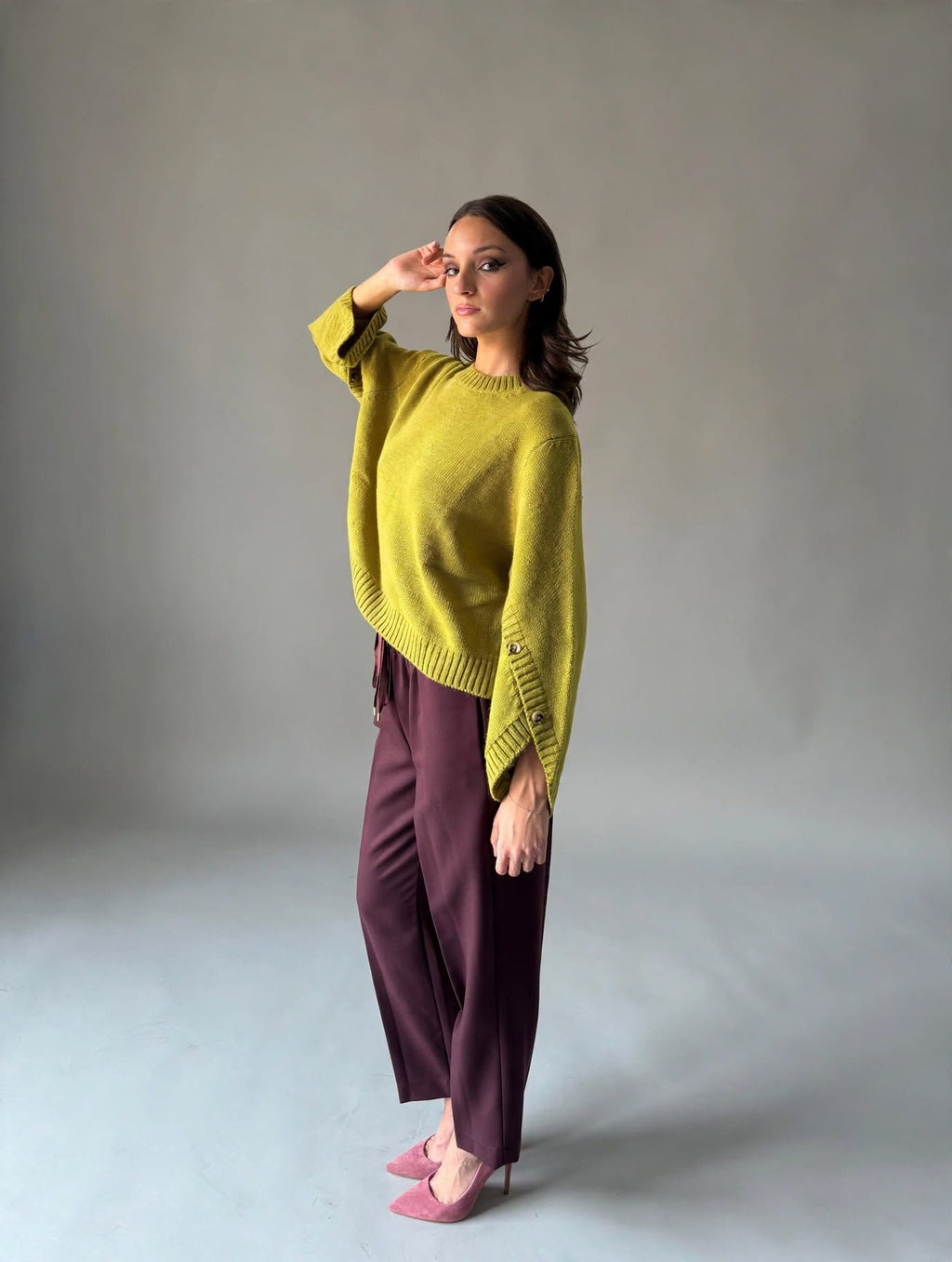 Maglione maniche slipt con bottoni H20