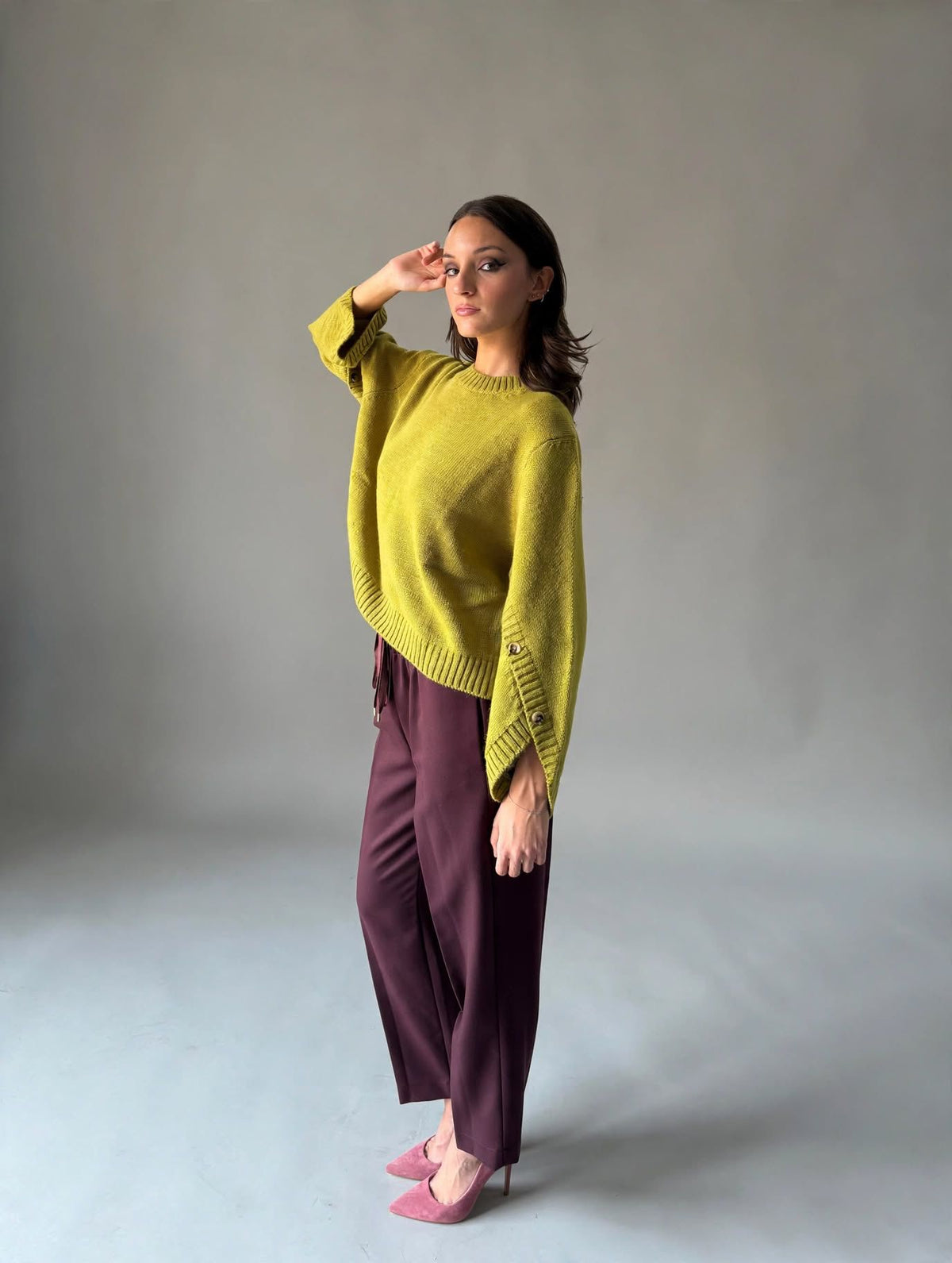 Maglione maniche slipt con bottoni H20